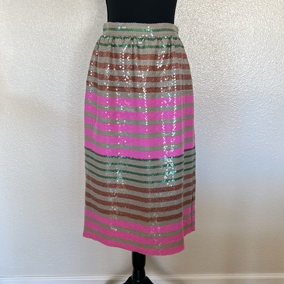 JCrew Collection Midi Sequin Striped Skirt Size 6 - Picture 5 of 14